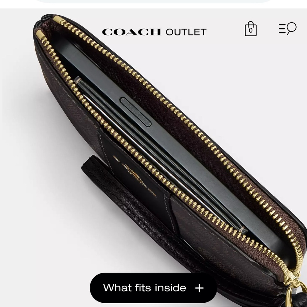 NWT! Coach Corner Zip Wristlet Gold/White/Chalk - Picture 3 of 3